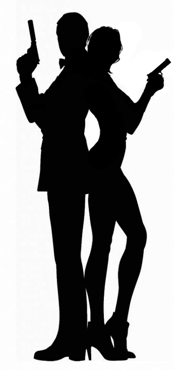 Deko-Aufsteller 007- & Bondgirl -Silhouetten "Bond with Girl", lebensgroß